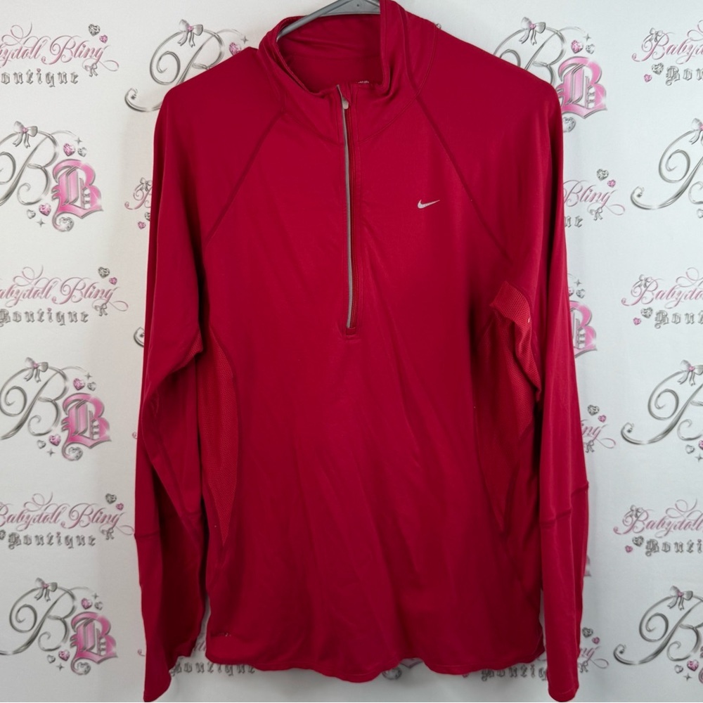 Nike fit dri sweater pullover red stretchy zip up Crimson Half-Zip Pullover